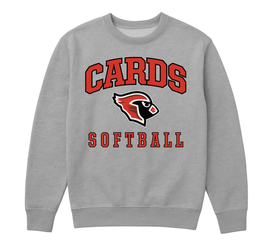 Cards Softball Crew Neck - Red & Black Graphic