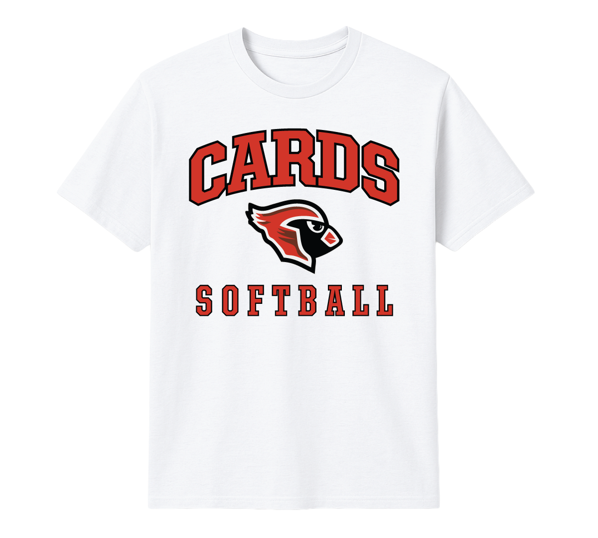 Cards Softball Tee - Red & Black Graphic