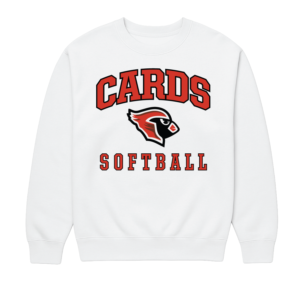 Cards Softball Crew Neck - Red & Black Graphic